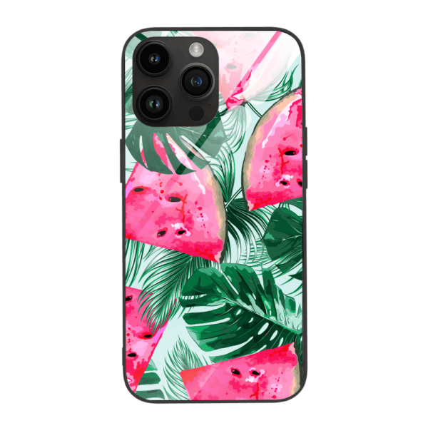 Etui do iPhone 12 Pro, szklany tył, arbuzowa fantazja, czarne (1)