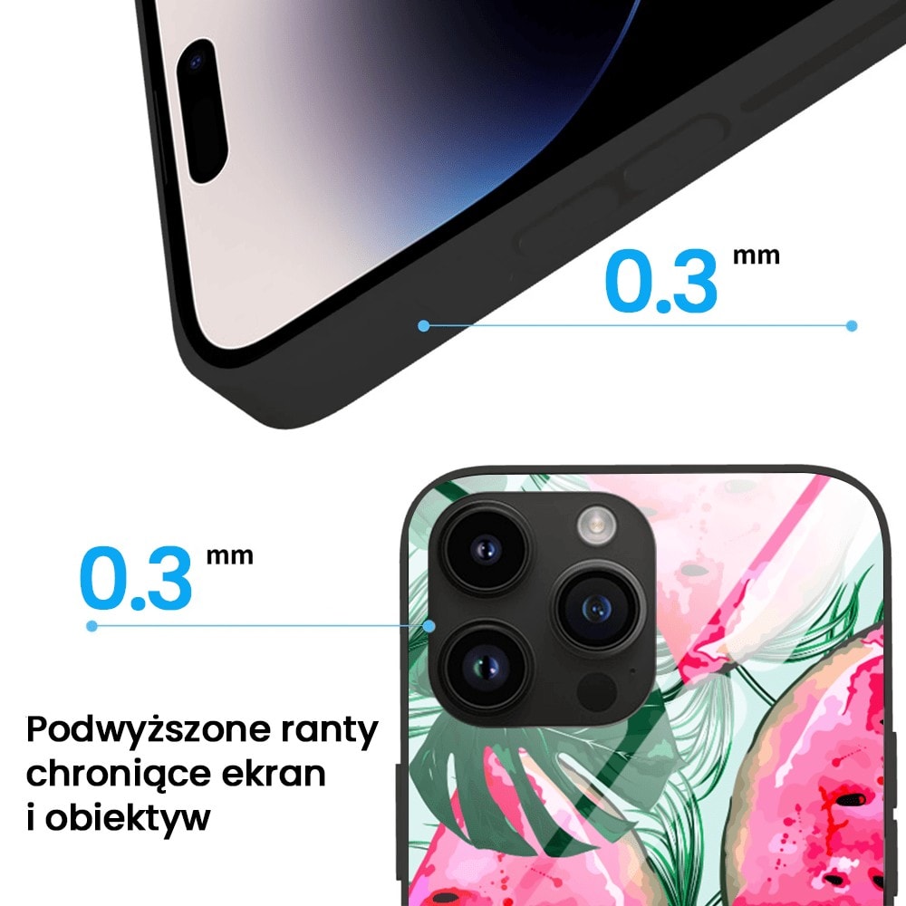 Etui do iPhone 12 Pro, szklany tył, arbuzowa fantazja, czarne (3)