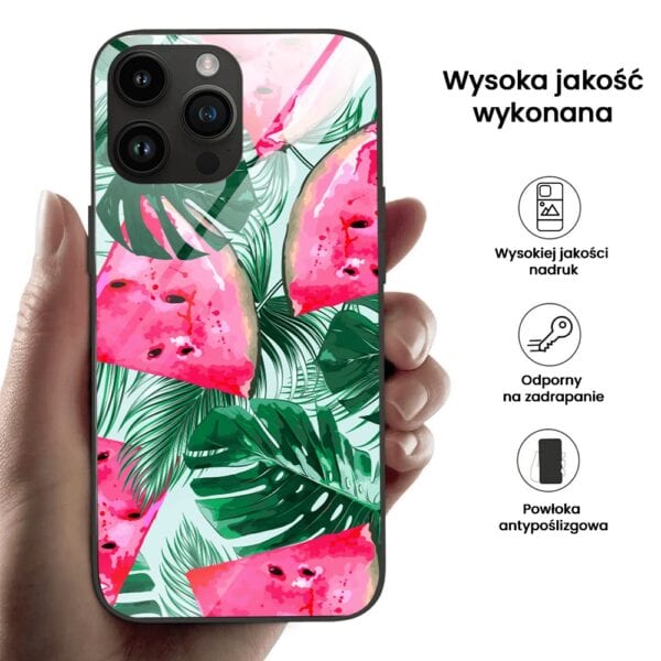 Etui do iPhone 12 Pro, szklany tył, arbuzowa fantazja, czarne (4)