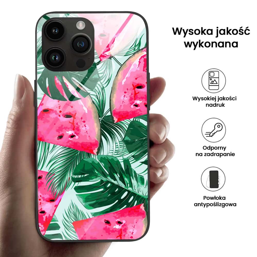 Etui do iPhone 12 Pro, szklany tył, arbuzowa fantazja, czarne (4)