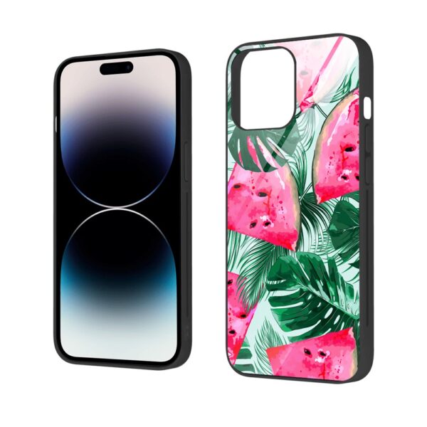 Etui do iPhone 12 Pro, szklany tył, arbuzowa fantazja, czarne (5)