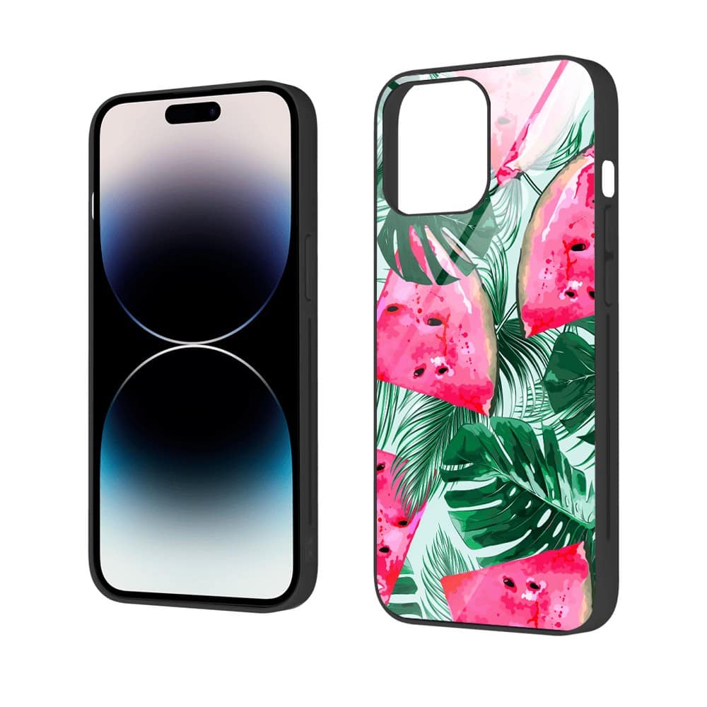 Etui do iPhone 12 Pro, szklany tył, arbuzowa fantazja, czarne (5)