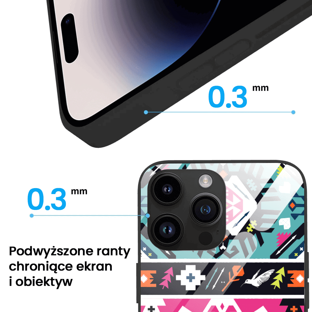 Etui do iPhone 12 Pro, szklany tył, kolorowe mandale, czarne (4)