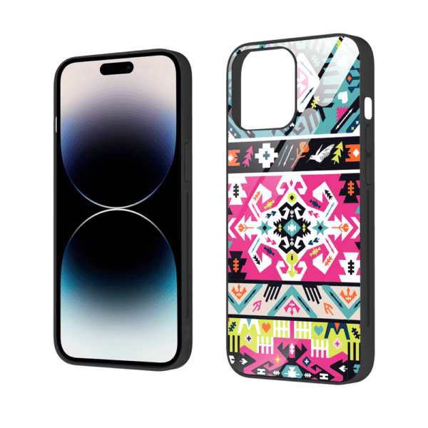 Etui do iPhone 12 Pro, szklany tył, kolorowe mandale, czarne (6)