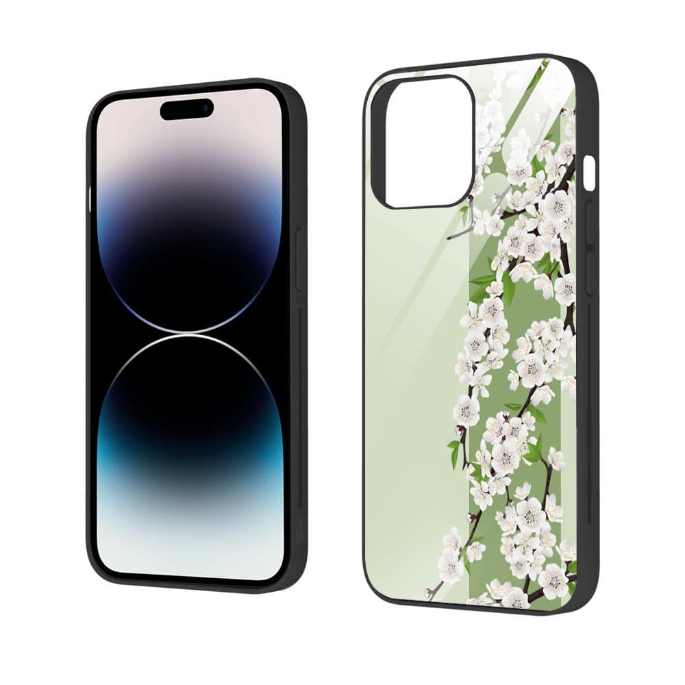 Etui do iPhone 12 Pro, szklany tył, romantyczny bez, czarne (1)