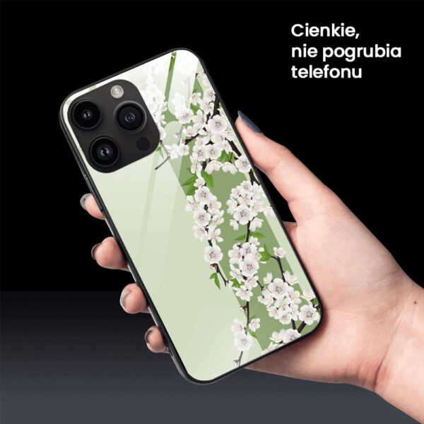 Etui do iPhone 12 Pro, szklany tył, romantyczny bez, czarne (2)