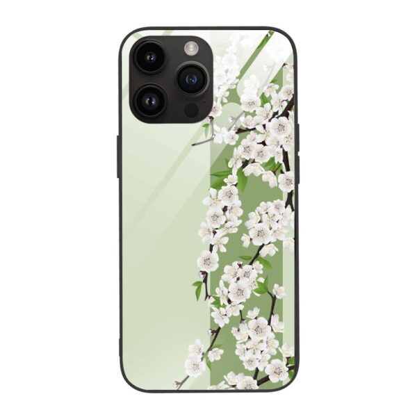 Etui do iPhone 12 Pro, szklany tył, romantyczny bez, czarne (5)