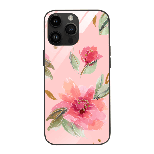 Etui do iPhone 12 Pro, szklany tył, różowa wiosna, czarne (3)