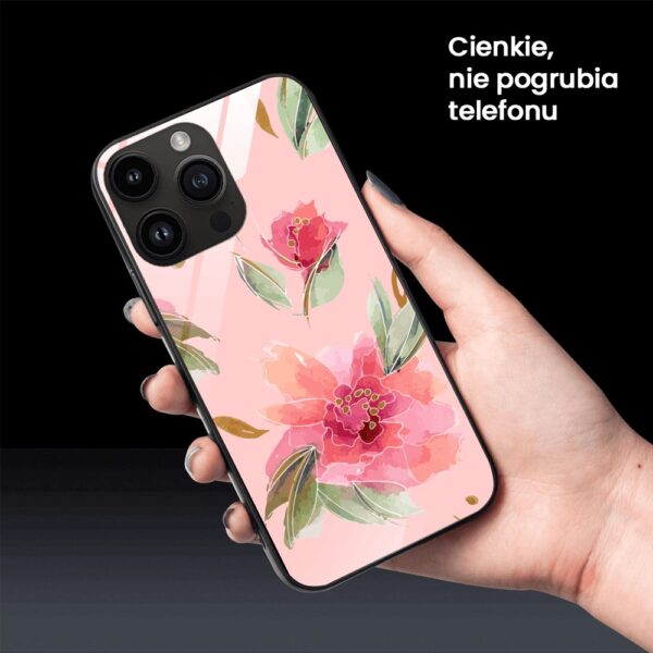 Etui do iPhone 12 Pro, szklany tył, różowa wiosna, czarne (4)