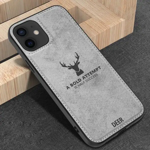 Etui do iPhone 12 ochronne materiałowe Deer, szare (3)