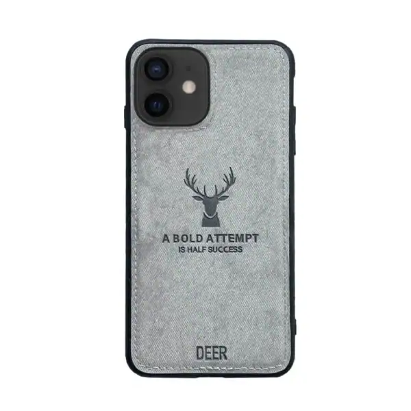 Etui do iPhone 12 ochronne materiałowe Deer, szare (4)