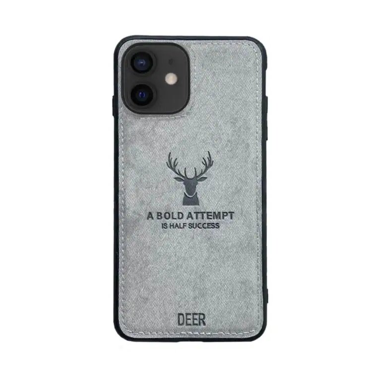 Etui do iPhone 12 ochronne materiałowe Deer, szare (4)