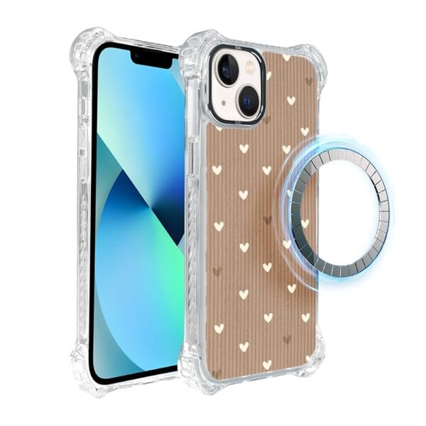 Etui do iPhone 13, Ibizu DropGuard Ultra z MagSafe, BOHO, Pudrowe serca (3)