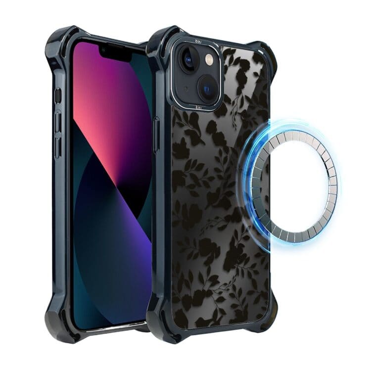 Etui do iPhone 13, Ibizu DropGuard Ultra z MagSafe, Midnight, Dotyk kwiatów (2)
