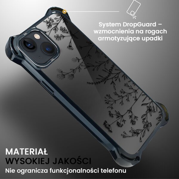 Etui do iPhone 13, Ibizu DropGuard Ultra z MagSafe, Midnight, Dotyk kwiatów (7)