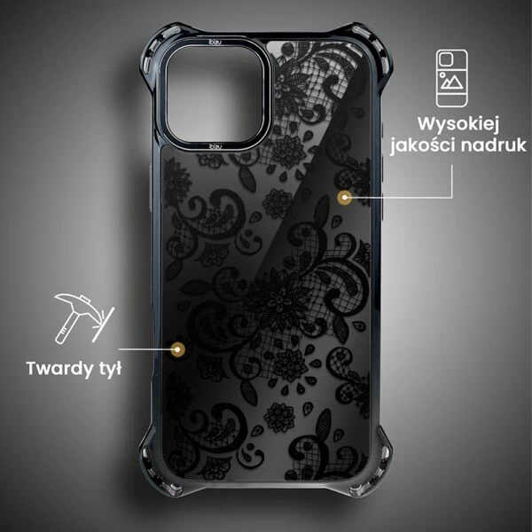 Etui do iPhone 13, Ibizu DropGuard Ultra z MagSafe, Midnight, Koronkowa czerń (2)