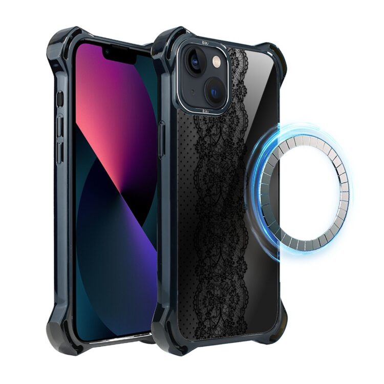 Etui do iPhone 13, Ibizu DropGuard Ultra z MagSafe, Midnight, Ornamentowa koronka (3)