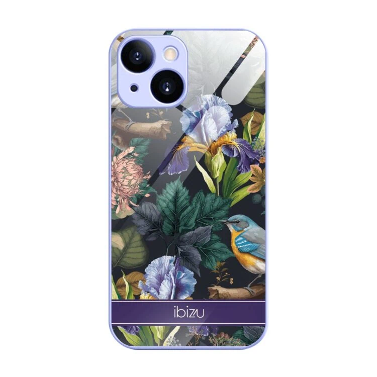 Etui do iPhone 13, Ibizu, szklany tył, osłona kamery, symfonia natury, fioletowe (1)