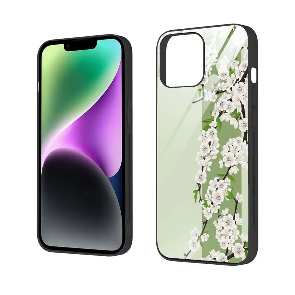 Etui do iPhone 13, szklany tył, romantyczny bez, czarne (5)