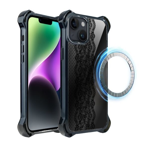 Etui do iPhone 14, Ibizu DropGuard Ultra z MagSafe, Midnight, Ornamentowa koronka (3)