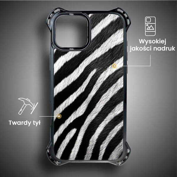Etui do iPhone 14, Ibizu DropGuard Ultra z MagSafe, Zew Natury, Zebra (1)