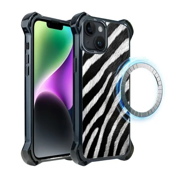 Etui do iPhone 14, Ibizu DropGuard Ultra z MagSafe, Zew Natury, Zebra (6)