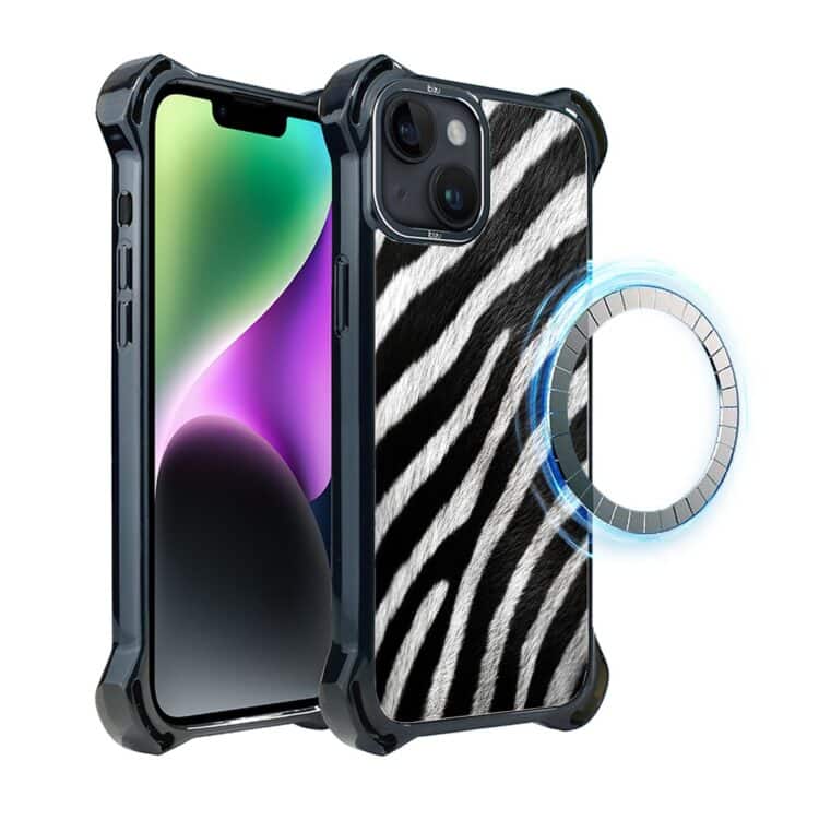 Etui do iPhone 14, Ibizu DropGuard Ultra z MagSafe, Zew Natury, Zebra (6)