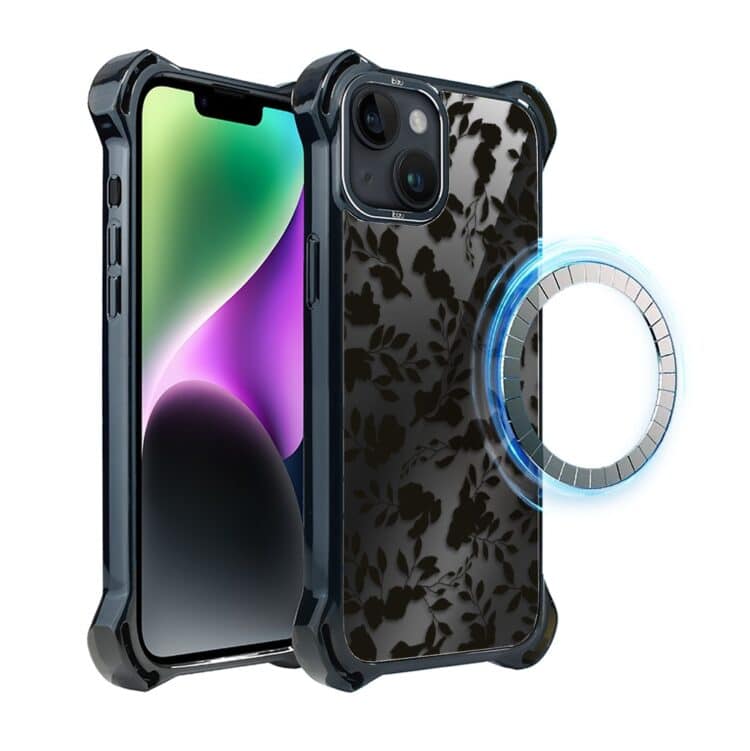 Etui do iPhone 14 Plus, Ibizu DropGuard Ultra z MagSafe, Midnight, Dotyk kwiatów (2)