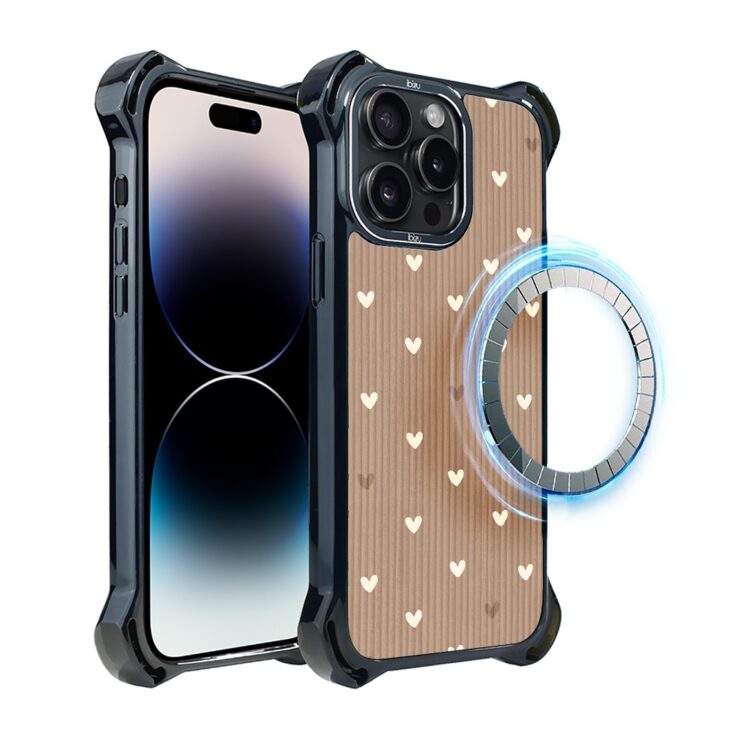 Etui do iPhone 14 Pro, Ibizu DropGuard Ultra z MagSafe, Boho, Pudrowe serca (7)