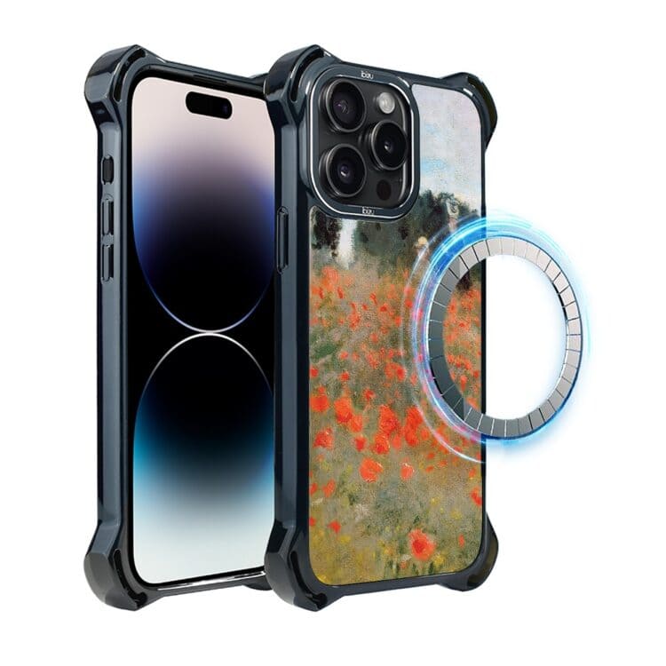Etui do iPhone 14 Pro, Ibizu DropGuard Ultra z MagSafe, Claude Monet, pole maków (7)