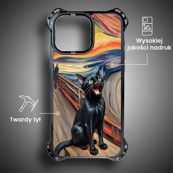 Etui do iPhone 14 Pro, Ibizu DropGuard Ultra z MagSafe, Edvard Munch, krzyk kota (1)