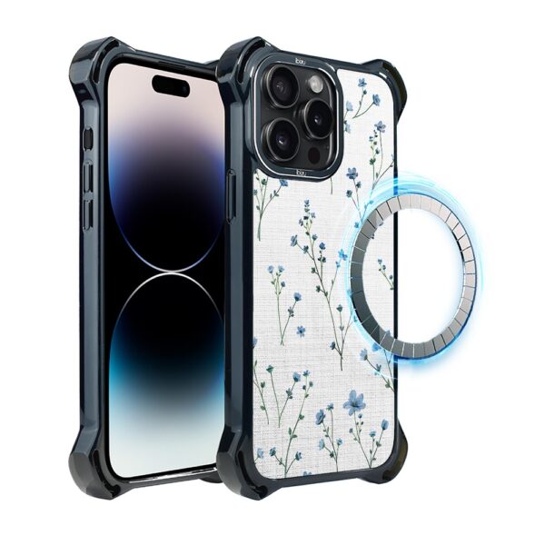 Etui do iPhone 14 Pro, Ibizu DropGuard Ultra z MagSafe, Pastel Bloom, Niebieski sen (7)