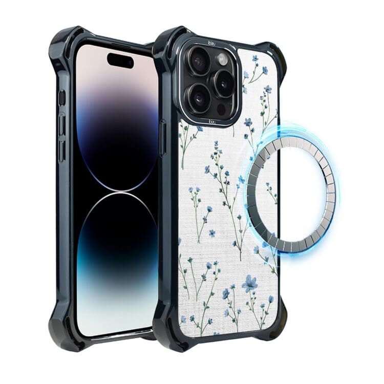 Etui do iPhone 14 Pro, Ibizu DropGuard Ultra z MagSafe, Pastel Bloom, Niebieski sen (7)