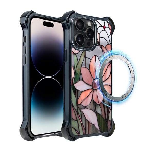 Etui do iPhone 14 Pro Max, Ibizu DropGuard Ultra z MagSafe, Barwy Szkła, Różowa magnolia (2)