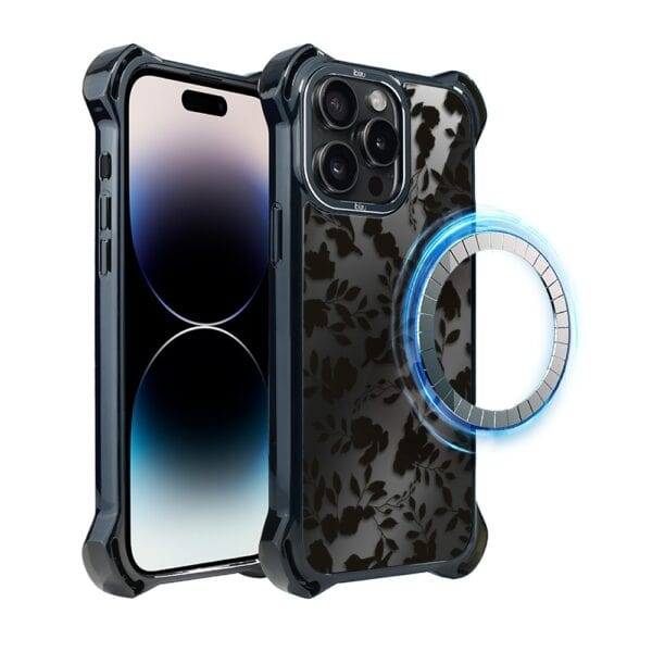 Etui do iPhone 14 Pro Max, Ibizu DropGuard Ultra z MagSafe, Midnight, Cienie liści (7)
