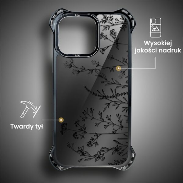 Etui do iPhone 14 Pro Max, Ibizu DropGuard Ultra z MagSafe, Midnight, Dotyk kwiatów (1)