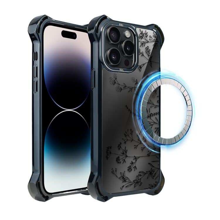 Etui do iPhone 14 Pro Max, Ibizu DropGuard Ultra z MagSafe, Midnight, Dotyk kwiatów (7)