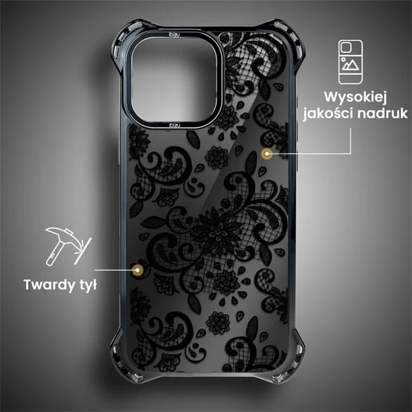 Etui do iPhone 14 Pro Max, Ibizu DropGuard Ultra z MagSafe, Midnight, Koronkowa czerń (1)