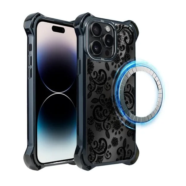 Etui do iPhone 14 Pro Max, Ibizu DropGuard Ultra z MagSafe, Midnight, Koronkowa czerń (7)