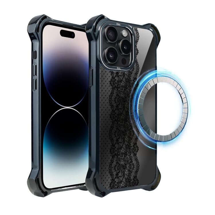 Etui do iPhone 14 Pro Max, Ibizu DropGuard Ultra z MagSafe, Midnight, Ornamentowa koronka (7)