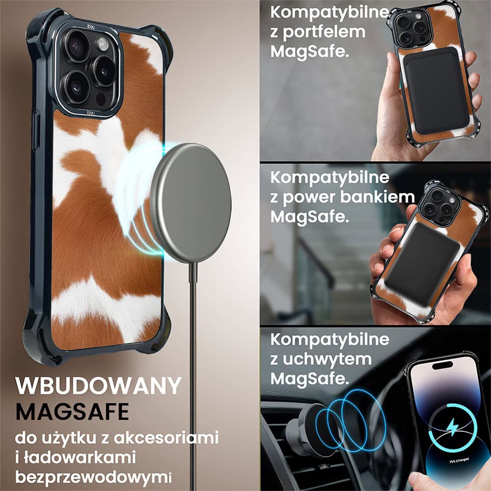 Etui do iPhone 14 Pro Max, Ibizu DropGuard Ultra z MagSafe, Zew Natury, Alpejska krowa (2)