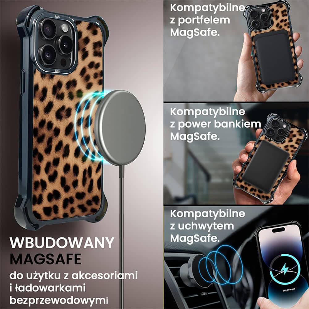 Etui do iPhone 14 Pro Max, Ibizu DropGuard Ultra z MagSafe, Zew Natury, Pantera (2)
