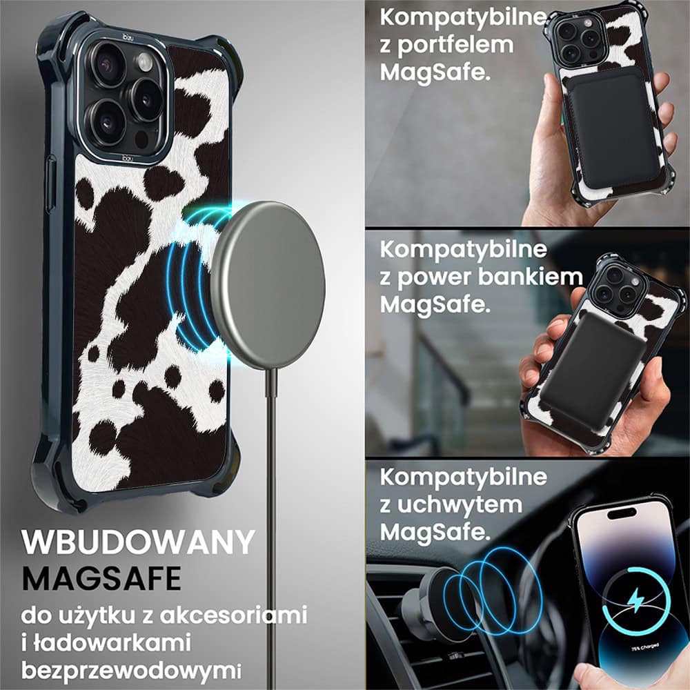 Etui do iPhone 14 Pro Max, Ibizu DropGuard Ultra z MagSafe, Zew Natury, Polska krowa (5)