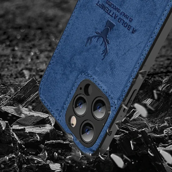 Etui do iPhone 14 Pro Max ochronne materiałowe Deer, błękit paryski (2)
