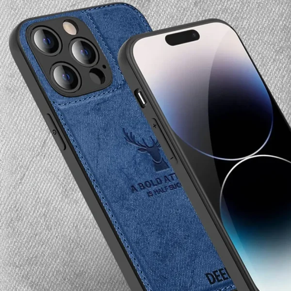 Etui do iPhone 14 Pro Max ochronne materiałowe Deer, błękit paryski (3)