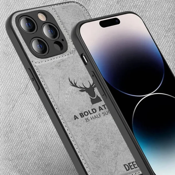 Etui do iPhone 14 Pro ochronne materiałowe Deer, szare (2)