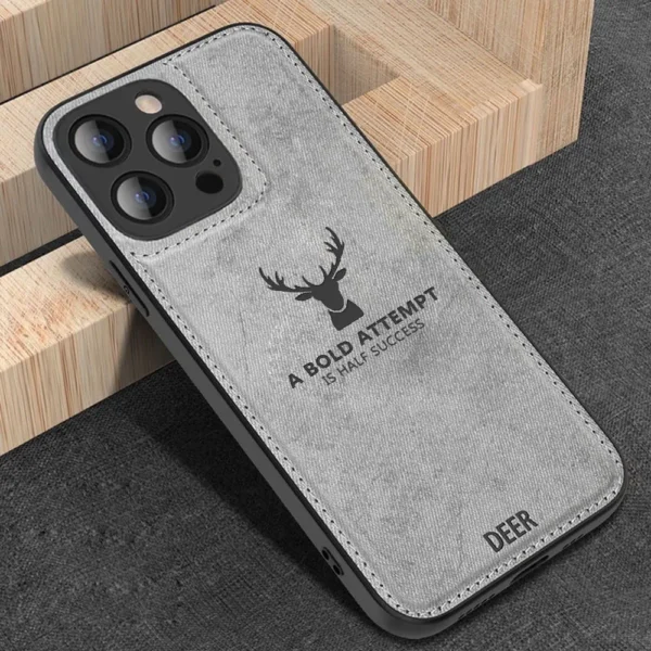 Etui do iPhone 14 Pro ochronne materiałowe Deer, szare (3)