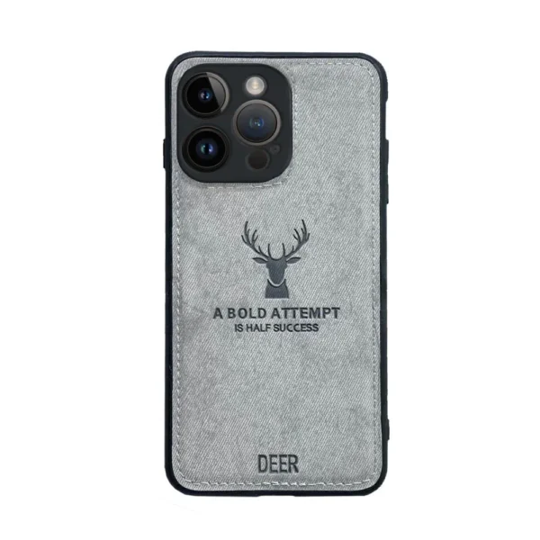 Etui do iPhone 14 Pro ochronne materiałowe Deer, szare (4)