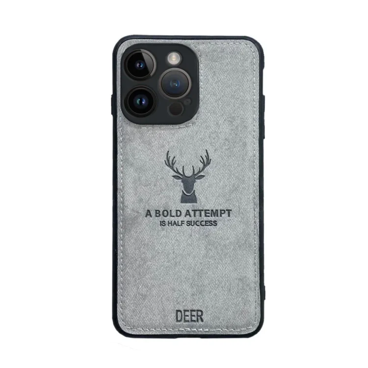 Etui do iPhone 14 Pro ochronne materiałowe Deer, szare (4)