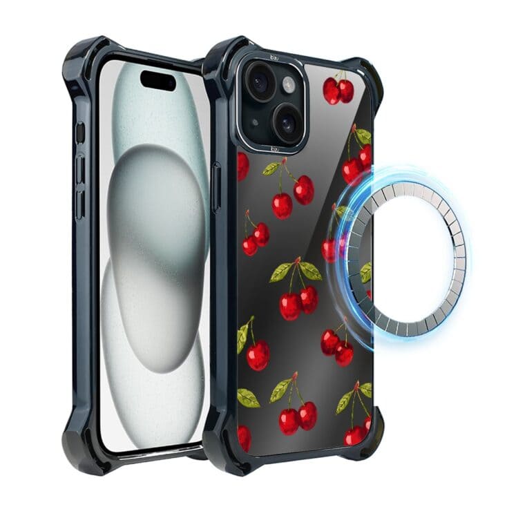 Etui do iPhone 15, Ibizu DropGuard Ultra z MagSafe, Barwy Szkła, Midnight, Wiśniowa noc (3)